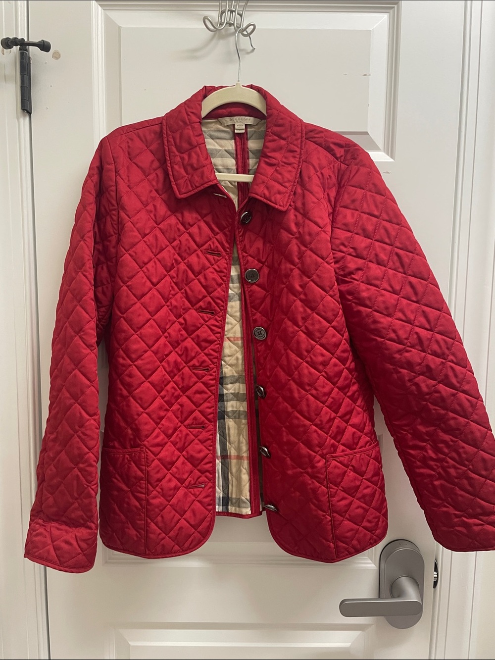 Burberry Quilted Red Button-Front Women's Jacket